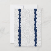 Blauw & Witte Kant Bruiloft Tafel Nummer Kaarten (Achterkant)