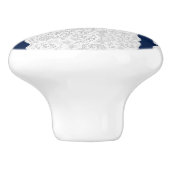 Blauw & Witte Kant Rustic Romantisch Elegant Keramische Knop (Zijkant)