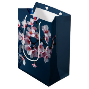 Blauw Witte Kersenbloesem Pot Tijdloze Luxe Medium Cadeauzakje