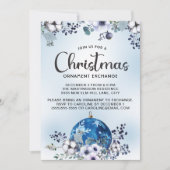 Blauw Witte Kerst Bloemensieraadruil Kaart (Voorkant)