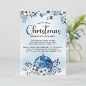 Blauw Witte Kerst Bloemensieraadruil Kaart (Staand voorkant)