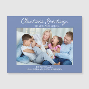 Blauw Witte Kerst Foto Groeten Magnetische Kaart