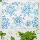 Blauw witte kerst sneeuwvlok keukenhanddoek (Gevouwen)