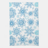 Blauw witte kerst sneeuwvlok keukenhanddoek (Verticaal)