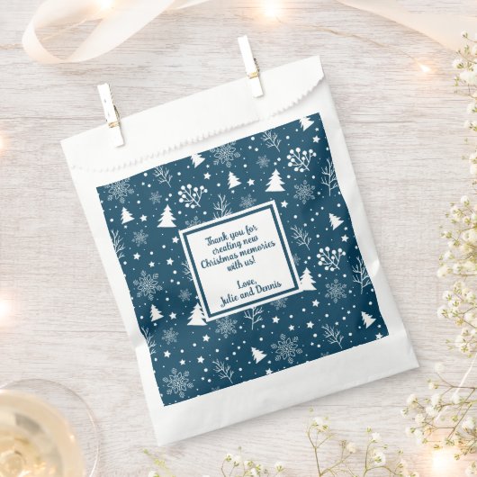 Blauw-witte kerstbomen feest bedankzakje (Geknipt)