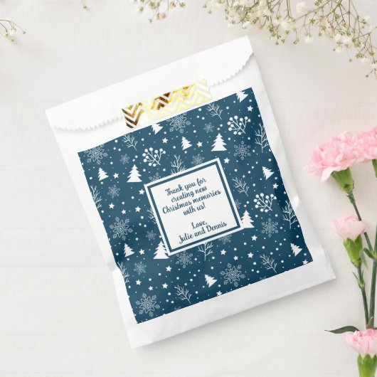 Blauw-witte kerstbomen feest bedankzakje (Gezegeld)