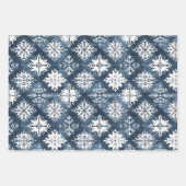 Blauw Witte Kerstbomen Herten Inpakpapier Vel (Voorkant 3)