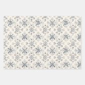Blauw Witte Kerstbomen Herten Inpakpapier Vel (Voorkant 2)