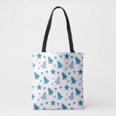 BLAUW-WITTE KERSTBOMEN OP WINTERVAKANTIE TOTE BAG (Voorkant)
