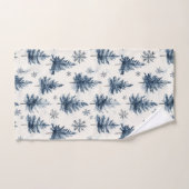 Blauw Witte Kerstbomen Sneeuwvlokken Bad Handdoek (Handdoek)
