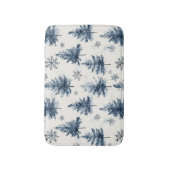 Blauw Witte Kerstbomen Sneeuwvlokken Badmat (Voorkant Verticaal)