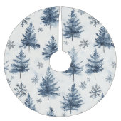 Blauw Witte Kerstbomen Sneeuwvlokken Kerstboom Rok (Voorkant)