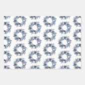 Blauw-witte kerstboom inpakpapier vel (Voorkant 3)