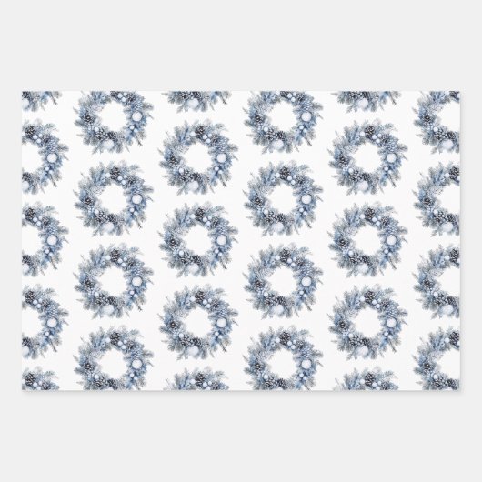 Blauw-witte kerstboom inpakpapier vel (Voorkant 3)