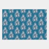 Blauw-witte kerstboom inpakpapier vel (Voorkant)
