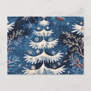 Blauw Witte Kerstboom Kerstkaart Briefkaart