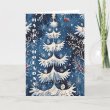 Blauw Witte Kerstboom Kerstkaart