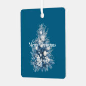 Blauw-witte kerstboom metalen ornament (Voorkant links)