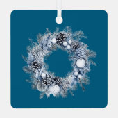 Blauw-witte kerstboom metalen ornament (Achterkant)