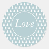 Blauw-witte kerstboom ronde sticker (Voorkant)