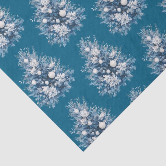 Blauw-witte kerstboom tissuepapier (Detail)