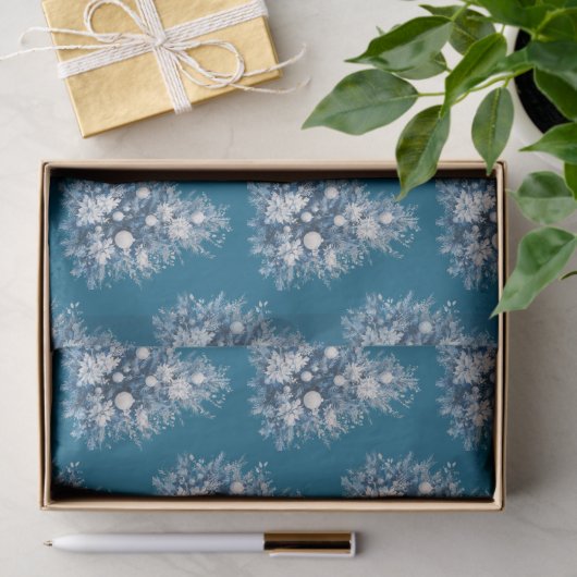 Blauw-witte kerstboom tissuepapier (Geschenk)
