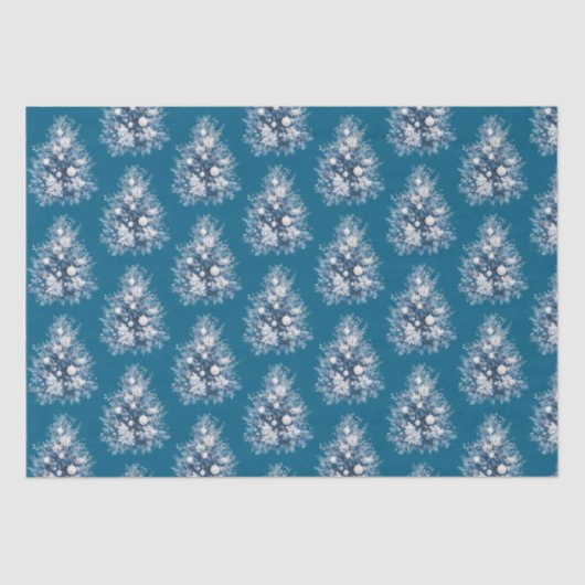 Blauw-witte kerstboom tissuepapier (Voorkant)