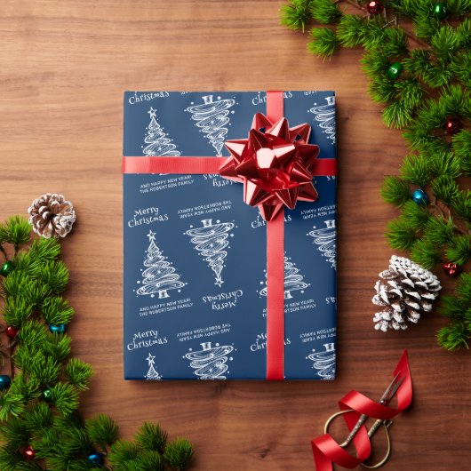 Blauw-witte kerstboom vakantie cadeaupapier (Feestdagen Geschenken)