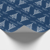 Blauw-witte kerstboom vakantie cadeaupapier (Hoek)