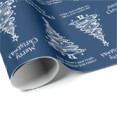 Blauw-witte kerstboom vakantie cadeaupapier (Rol Hoek)