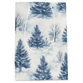 Blauw Witte Kerstdennen Medium Cadeauzakje (Voorkant)
