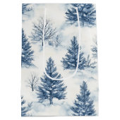 Blauw Witte Kerstdennen Medium Cadeauzakje (Achterkant)