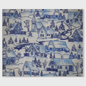-blauw-witte-kerstfeestdag / Huis-van-Grosch Cadeaupapier (Vlak)
