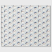 Blauw Witte Kerstman met Hoed Kerstmis Cadeaupapier (Vlak)