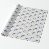 Blauw Witte Kerstman met Hoed Kerstmis Cadeaupapier (Uitgerold)