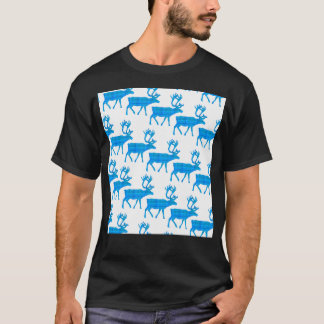 Blauw-witte kerstrendieren t-shirt