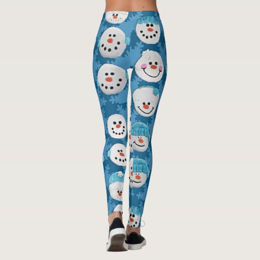Blauw-witte kerstsneeuw Schattige Winter Leggings (Achterkant)
