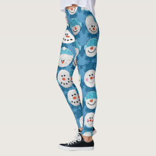 Blauw-witte kerstsneeuw Schattige Winter Leggings