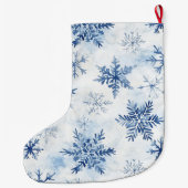 Blauw Witte Kerstsneeuwvlokken Grote Kerstsok (Achterkant)