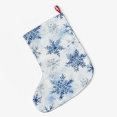 Blauw Witte Kerstsneeuwvlokken Grote Kerstsok (Achterkant (Hangend))