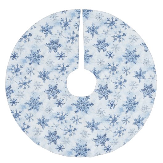 Blauw Witte Kerstsneeuwvlokken Kerstboom Rok (Voorkant)