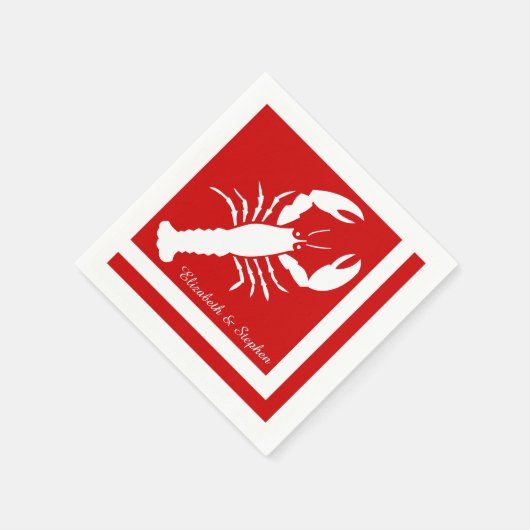 Blauw | Witte kleur blokkade kreeft monogram | Naa Servetten (Hoek)