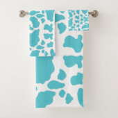 Blauw & Witte Koeienvlekken Dierprintpatroon Bad Handdoek (Insitu)