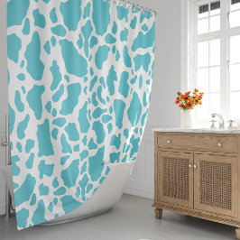 Blauw & Witte Koeienvlekken Dierprintpatroon Douchegordijn