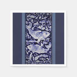 Blauw-witte koi vis Elegant dineren Servet