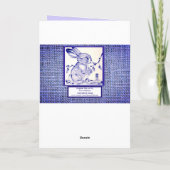 Blauw Witte Konijn Konijntje Mis Je Notitie Blanco Kaart (Achterkant)
