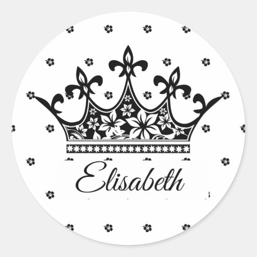 Blauw-witte koninginnenkroop, mooie vintage ronde sticker (Voorkant)