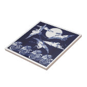  blauw-witte kranen met golven en maan tegeltje (Zijkant)