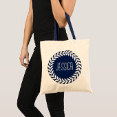 Blauw-witte krans met  monogram tote bag (Voorkant (product))