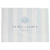 Blauw Witte Kust Zeeschelp Wit Blauw Bruiloft  Groot Cadeauzakje (Achterkant)